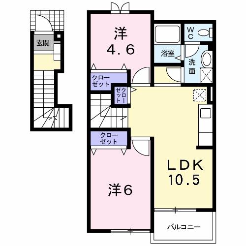 ブライト・シップΑ(2LDK/2階)の間取り写真