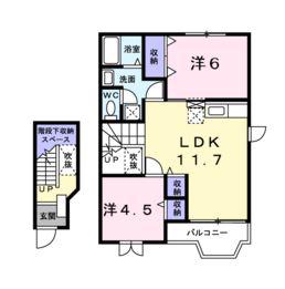 サンセール・石原(2LDK/2階)の間取り写真