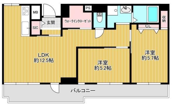 ユニハイム平野公園(2LDK/9階)の間取り写真