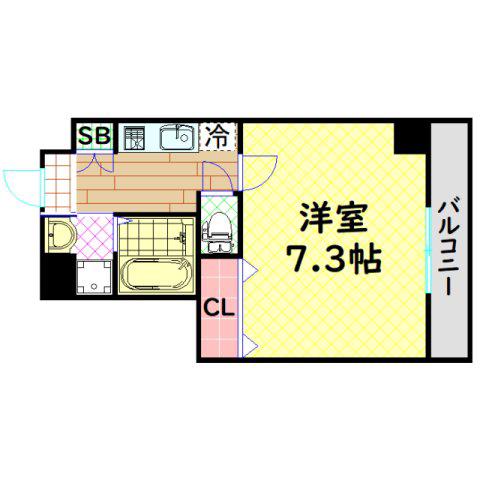 ラ・フォンテ松屋町(1K/5階)の間取り写真