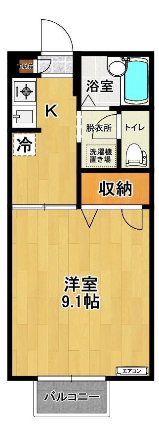 ディアス久留米 D(1K/2階)の間取り写真