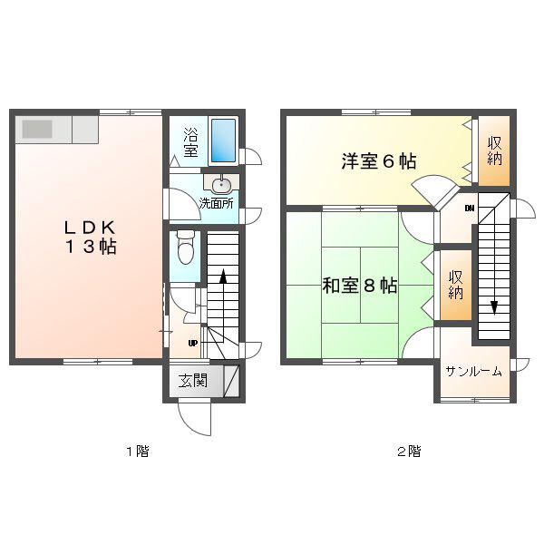 メゾンドボヌール(2LDK/2階)の間取り写真