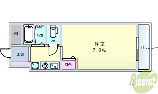 シンフォニーレジデンス柴原(1K/3階)の間取り写真