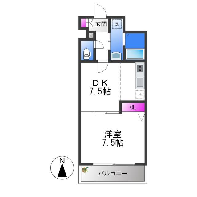 カデンツァ瓜破(1LDK/2階)の間取り写真