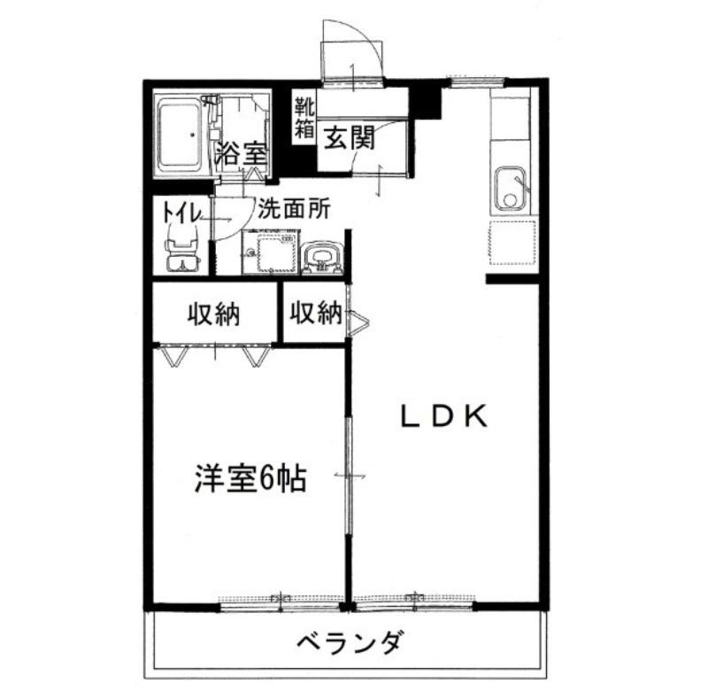 シティハイツ観音寺(1LDK/1階)の間取り写真