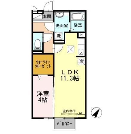 サンシャイン砥堀(1LDK/1階)の間取り写真