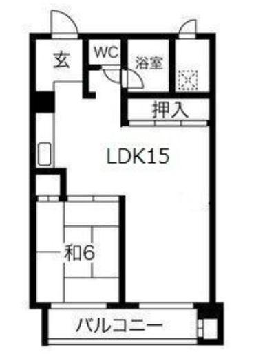 上之宮台ハイツ(1LDK/5階)の間取り写真
