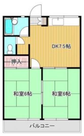 グレース南薫(2DK/2階)の間取り写真