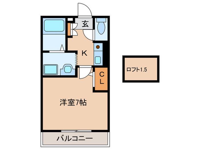 セジュールZENZO B棟(1K/2階)の間取り写真