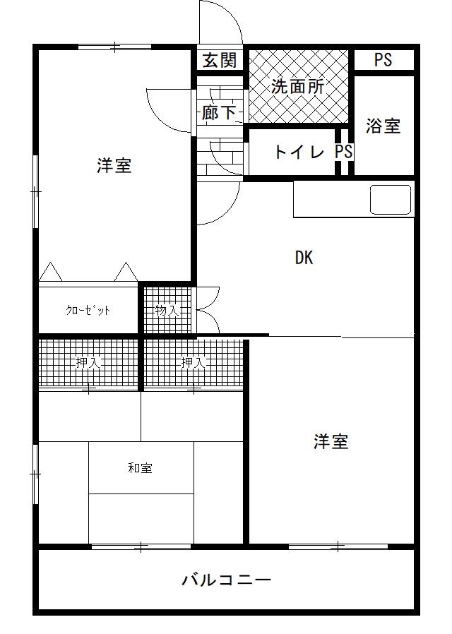 スピリトーゾ桜田東(3DK/3階)の間取り写真