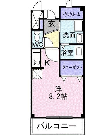 メゾン ド ブローテA(ワンルーム/1階)の間取り写真