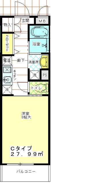 カーサ六甲友田町(1K/7階)の間取り写真