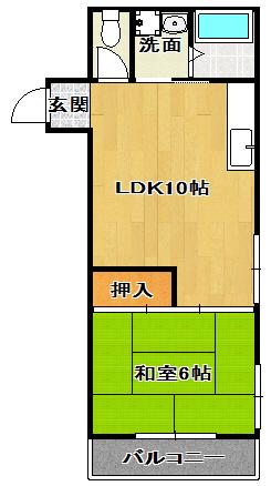高橋ハイツ(1LDK/1階)の間取り写真