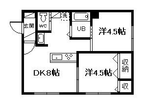 荒内コーポ(2DK/1階)の間取り写真