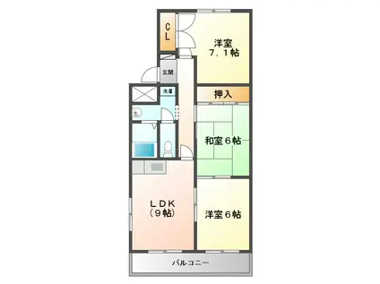 レジデンス旭が丘(3LDK/4階)の間取り写真