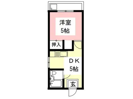 マンション川菱(1DK/2階)の間取り写真