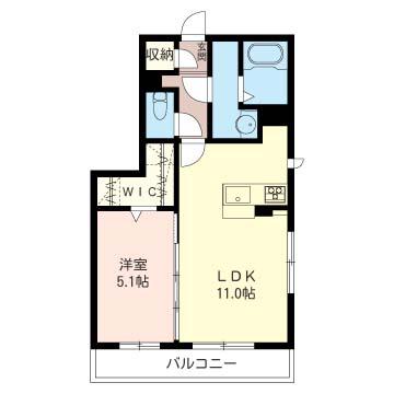CASTELLO(1LDK/2階)の間取り写真