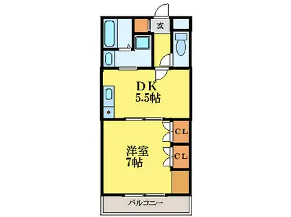 ユーソニア(1DK/4階)の間取り写真