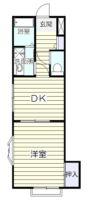 ホワイトヴィラ飯野坂II(1DK/1階)の間取り写真
