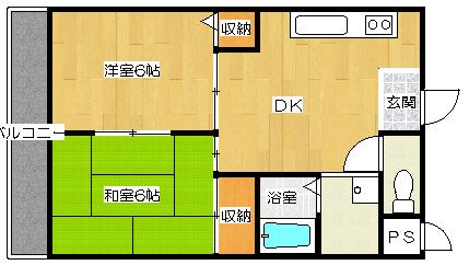 ラリーブコート(2DK/1階)の間取り写真
