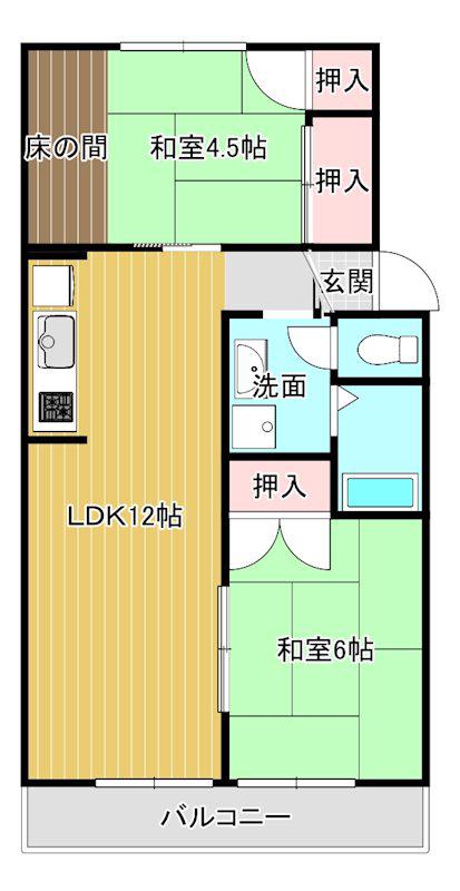 ルミエール10(2LDK/2階)の間取り写真