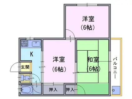 六斉ハイツ(3K/3階)の間取り写真