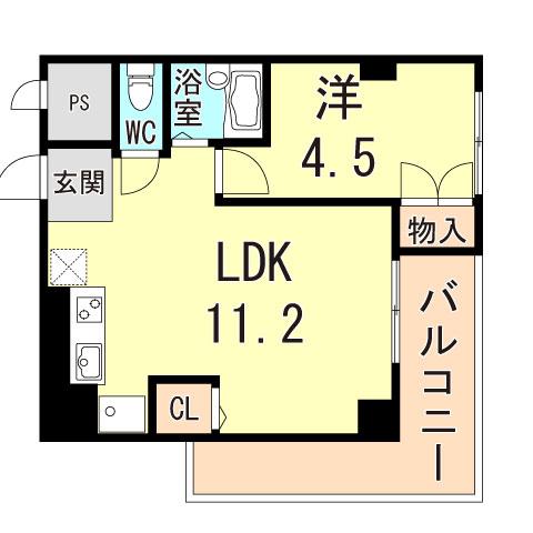 マブランシェット弦月(1LDK/5階)の間取り写真