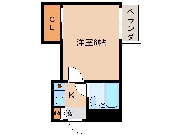 ディアコート奈良(1K/4階)の間取り写真
