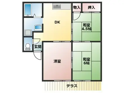 プリシェールOKA(3DK/2階)の間取り写真