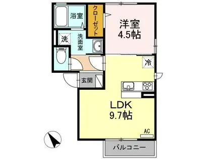 コーポ光新宿(1LDK/2階)の間取り写真