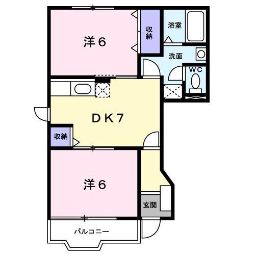 エターナル・パレスB(2DK/1階)の間取り写真