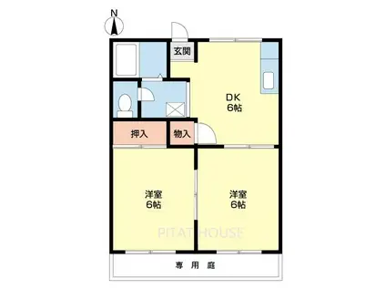 フォーブル吉森(2DK/1階)の間取り写真