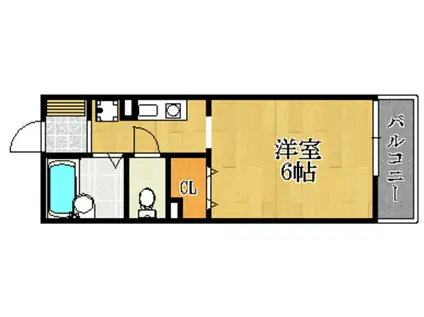 ジュネス仁川(1K/2階)の間取り写真