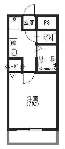 カルフール東洋(1K/2階)の間取り写真