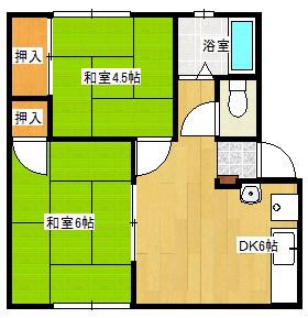 八重山ハイツ(2DK/2階)の間取り写真