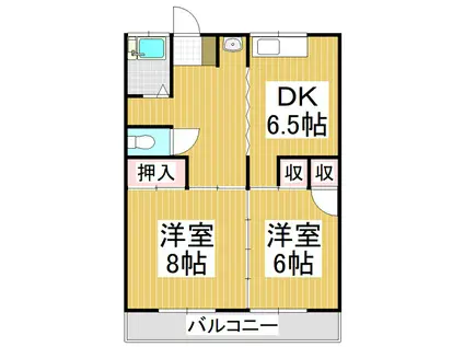 湯田ハイツ(2DK/2階)の間取り写真
