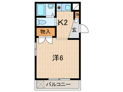 アイリス夙川(1K/2階)の間取り写真