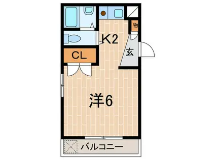 アイリス夙川(1K/2階)の間取り写真