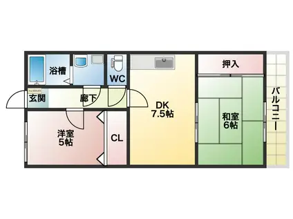 サニーハイツII(2LDK/1階)の間取り写真
