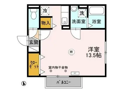 リビングタウン文京 D(ワンルーム/1階)の間取り写真