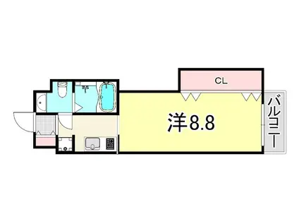 W.O.B 塚本(1K/3階)の間取り写真