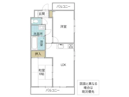 ライオンズマンション水戸新荘(2LDK/12階)の間取り写真