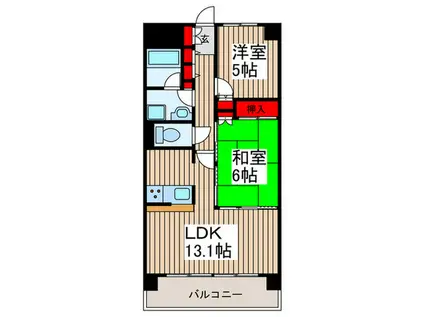 プリムベール南浦和(2LDK/4階)の間取り写真