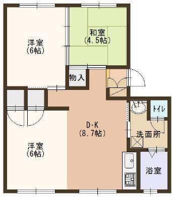 クローバー広畑才(2LDK/3階)の間取り写真