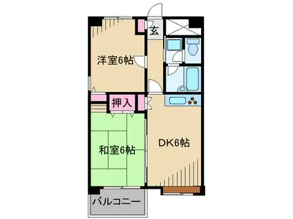 カピトール川崎(2DK/5階)の間取り写真