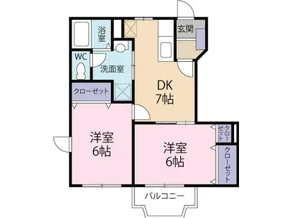 エーデル・ハオス(2DK/1階)の間取り写真