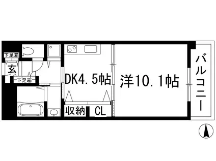 アパートメントハウス姫室(1DK/2階)の間取り写真