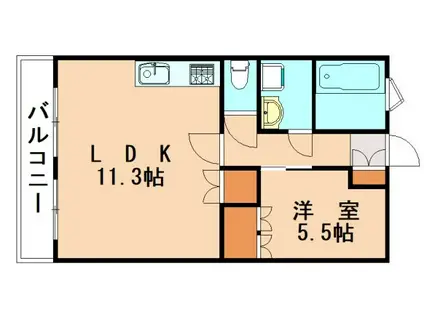 シエスタ赤間(1LDK/1階)の間取り写真