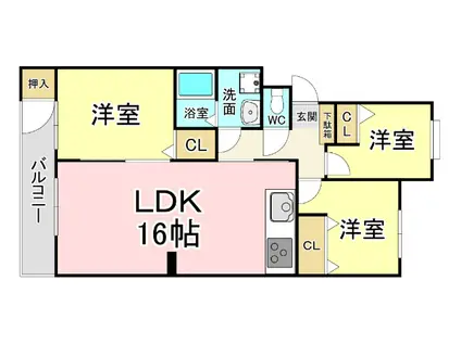 エメラルドマンション赤坂(3LDK/3階)の間取り写真
