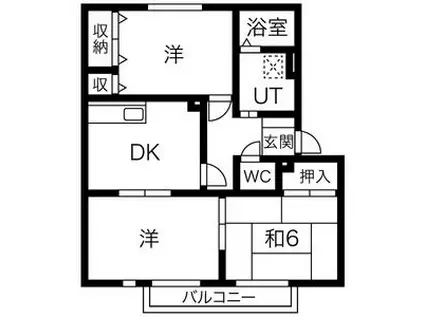 サンガーデン西改田(3DK/1階)の間取り写真